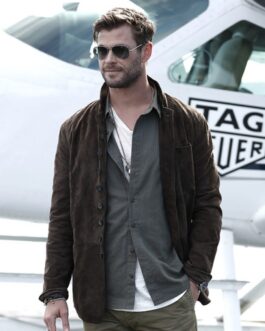 Chris Hemsworth Spiderhead Brown Suede Jacket