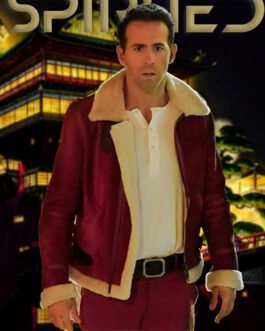 Spirited Ryan Reynolds Red Shearling Jacket