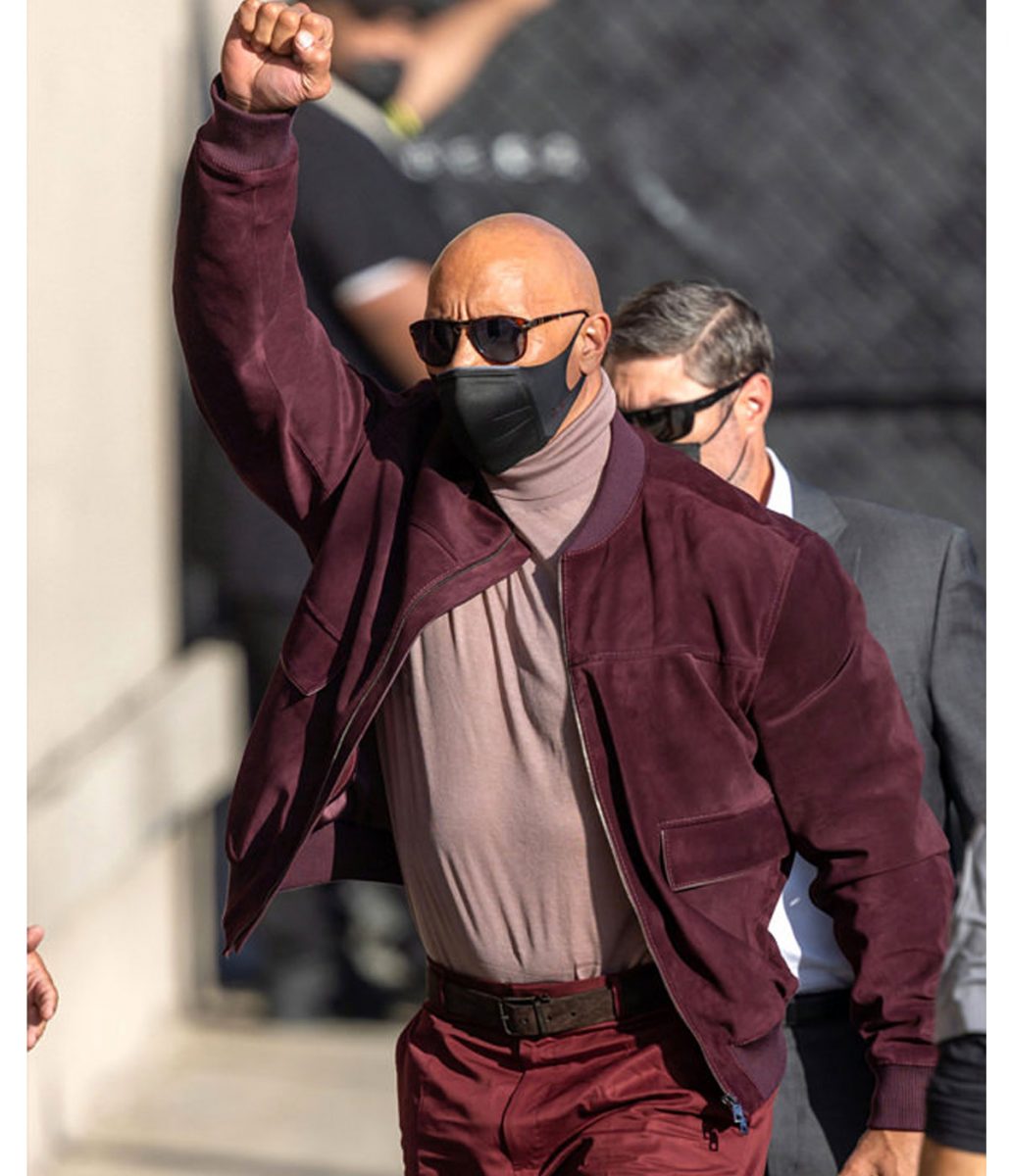 Dwayne Johnson Jimmy Kimmel Studio Suede Leather Jacket - Image 4