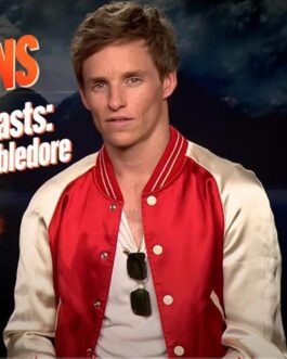 Burning Questions Eddie Redmayne Satin Varsity Jacket