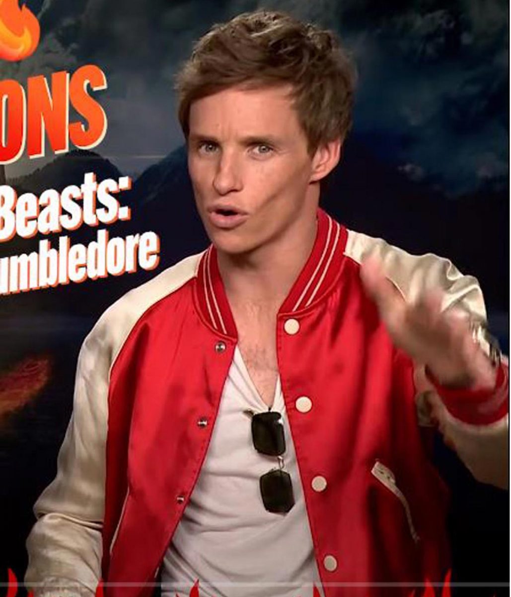 Burning Questions Eddie Redmayne Satin Varsity Jacket - Image 6