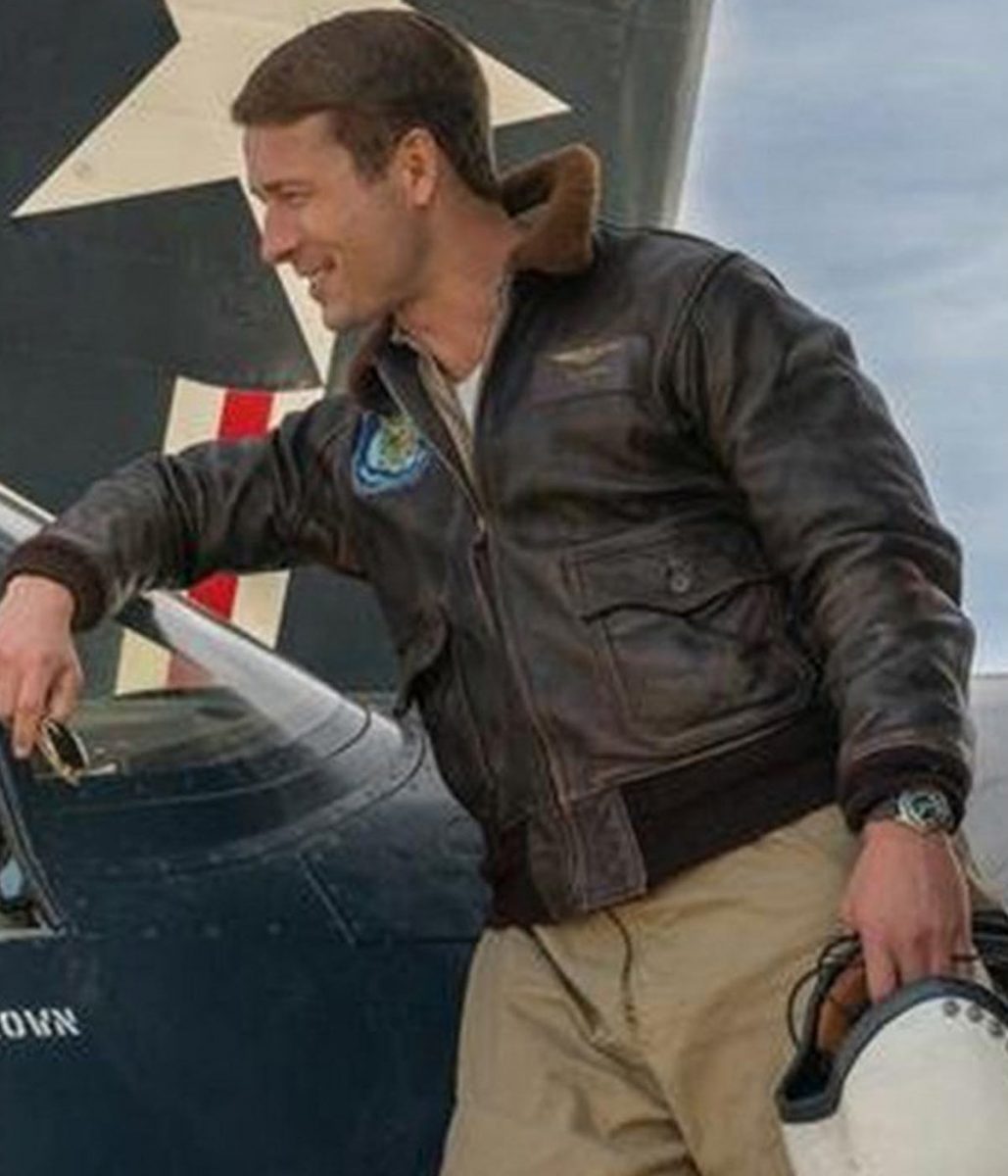 Glen Powell Devotion Leather Jacket with Fur Collar - Image 2