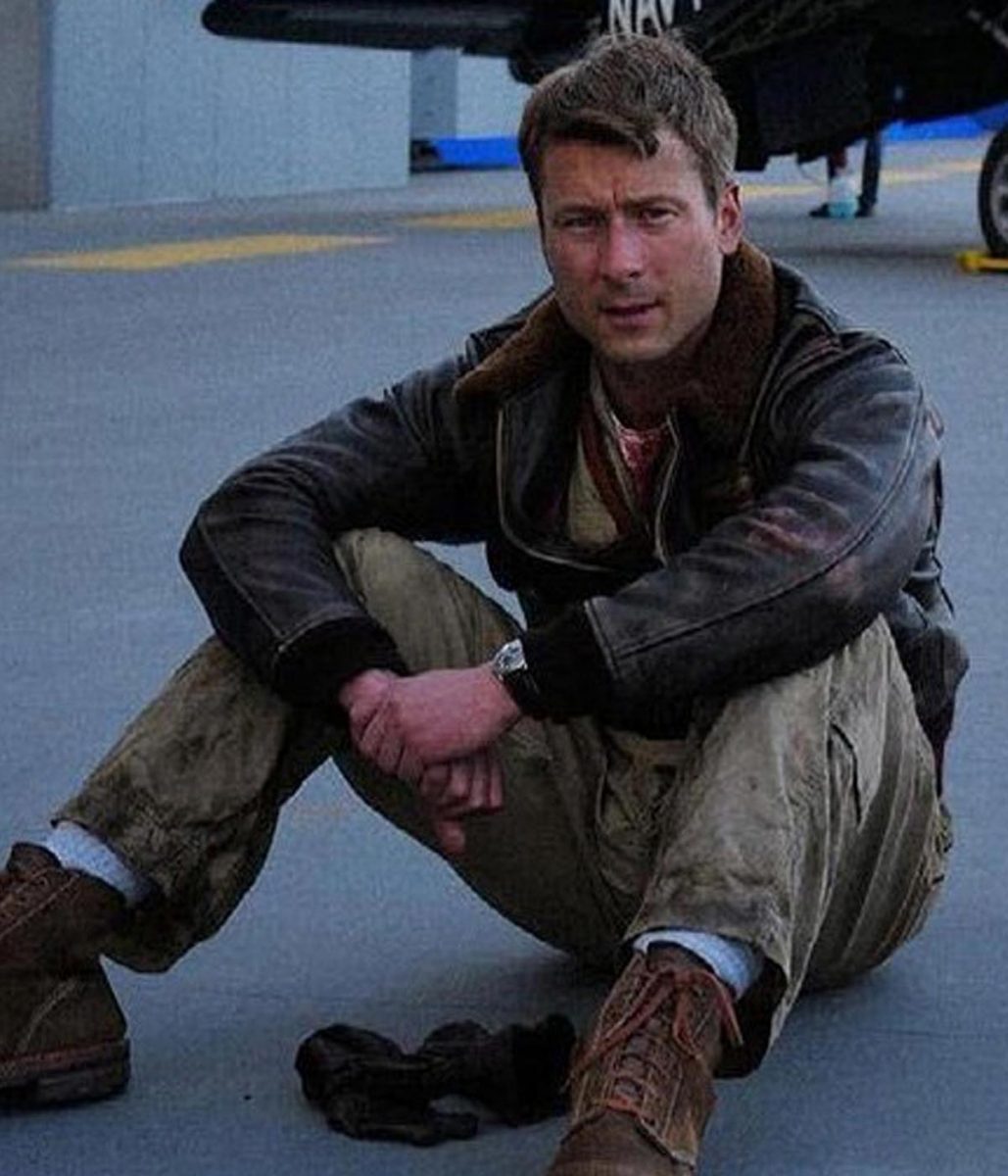 Glen Powell Devotion Leather Jacket with Fur Collar - Image 3