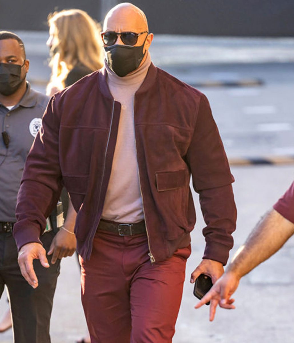 Dwayne Johnson Jimmy Kimmel Studio Suede Leather Jacket