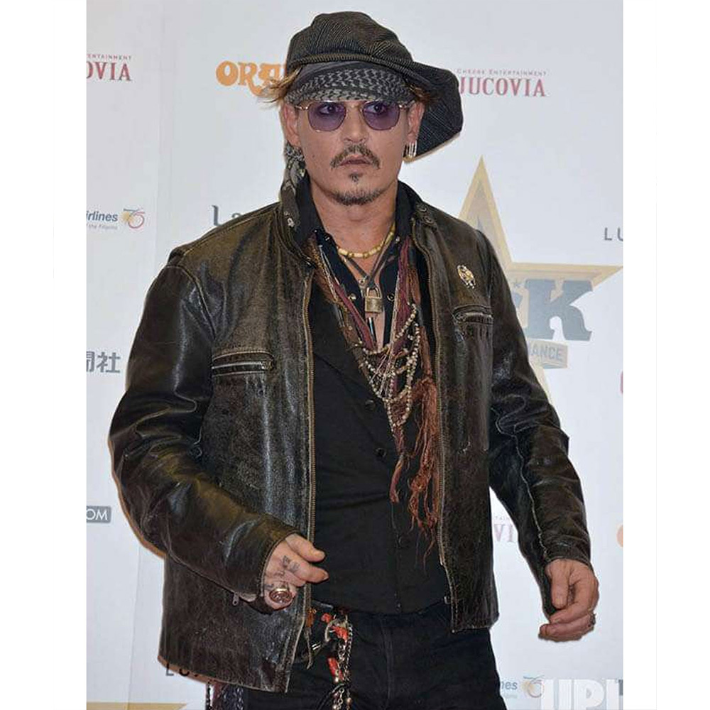 Johnny Depp Distressed Brown Leather Jacket
