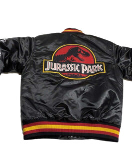 Jurassic Park Bomber Black Satin Jacket
