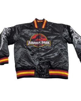 Jurassic Park Bomber Black Satin Jacket