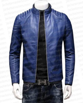 LA Knight NXT Blue Leather Jacket