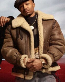 Power Book III Malcolm M. Mays Shearling Bomber Brown Leather Jacket