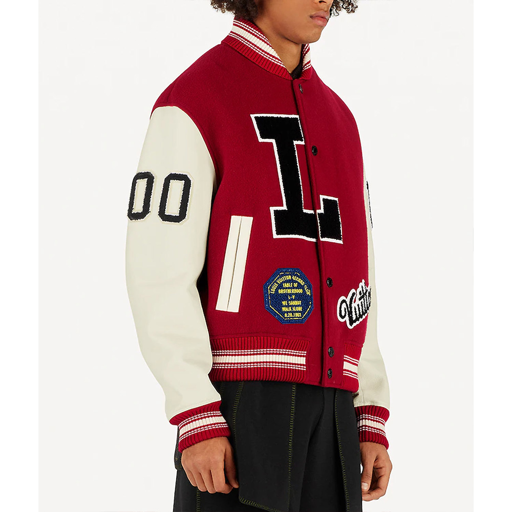 Pop Smoke Louis Vuitton Dreaming Red Varsity Jacket - Image 6