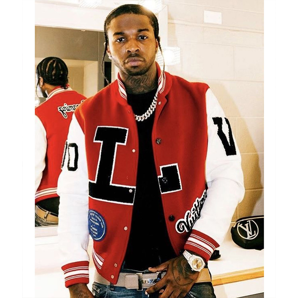 Pop Smoke Louis Vuitton Dreaming Red Varsity Jacket - Image 8