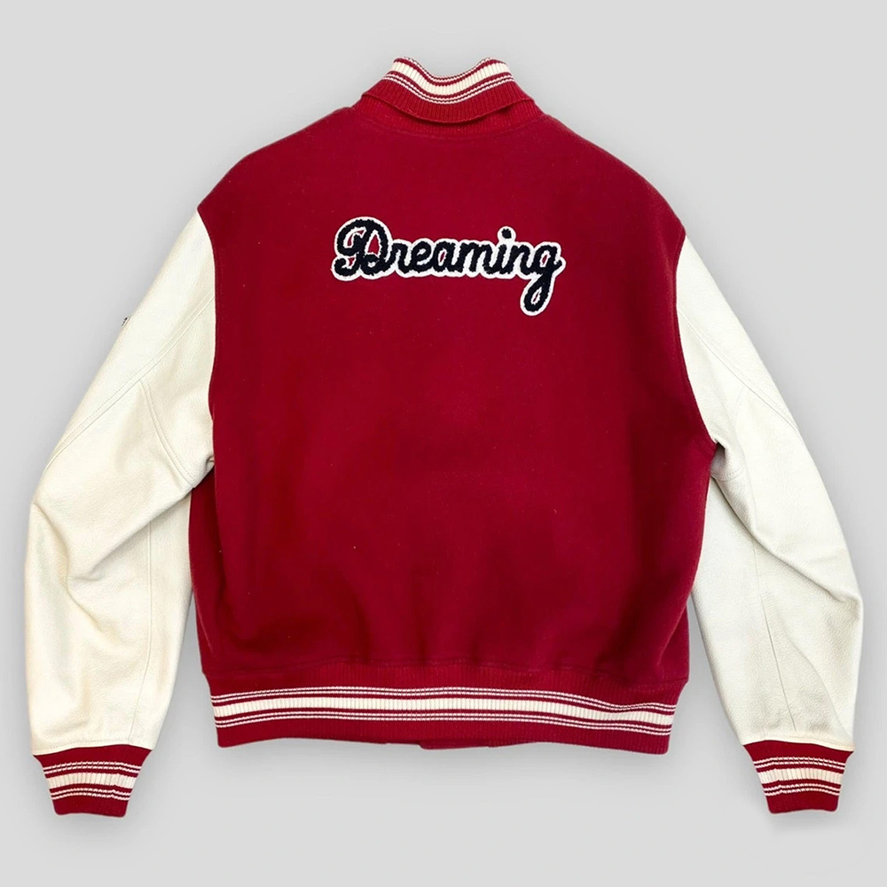 Pop Smoke Louis Vuitton Dreaming Red Varsity Jacket - Image 3