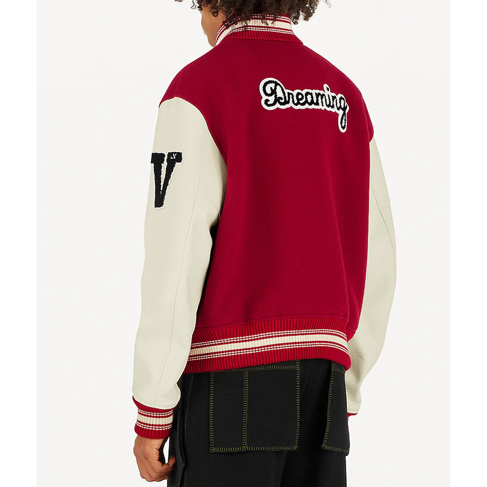 Pop Smoke Louis Vuitton Dreaming Red Varsity Jacket - Image 5