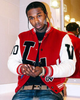 Pop Smoke Louis Vuitton Dreaming Red Varsity Jacket