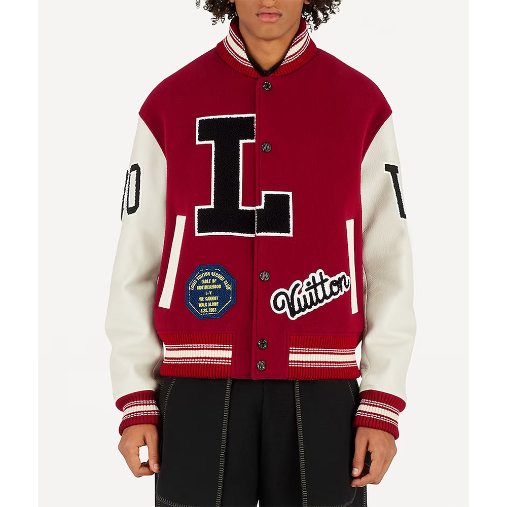 Pop Smoke Louis Vuitton Dreaming Red Varsity Jacket - Image 4