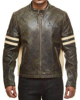 Men’s Royal Enfield Cafe Racer Quilted Leather Jacket