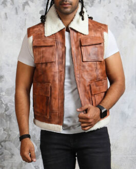 Men’s Winter Leather Vest with Fur Lining