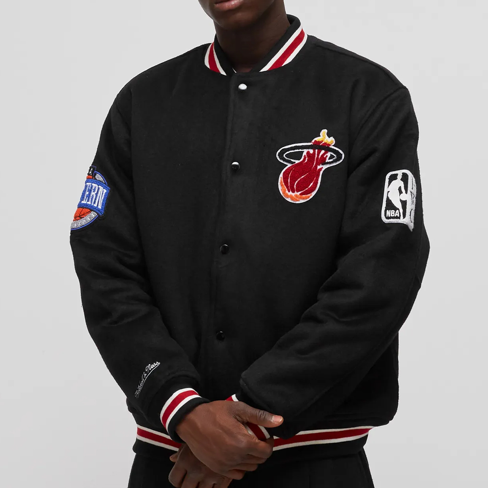 Miami Heat Hardwood Classics Black Varsity Wool Jacket - Image 2