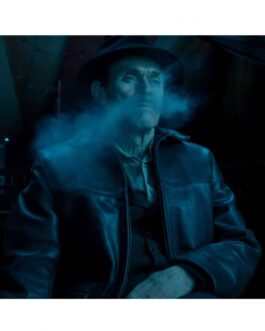 Nightmare Alley Willem Dafoe Black Leather Jacket