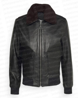 Rapper Drake Black Leather Bomber Jacket