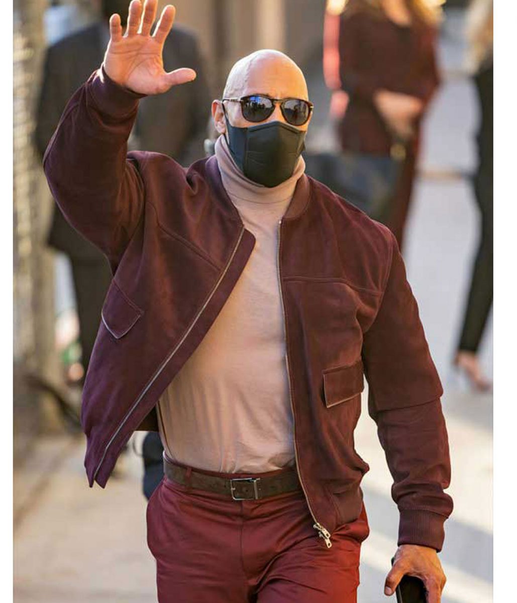 Dwayne Johnson Jimmy Kimmel Studio Suede Leather Jacket - Image 3