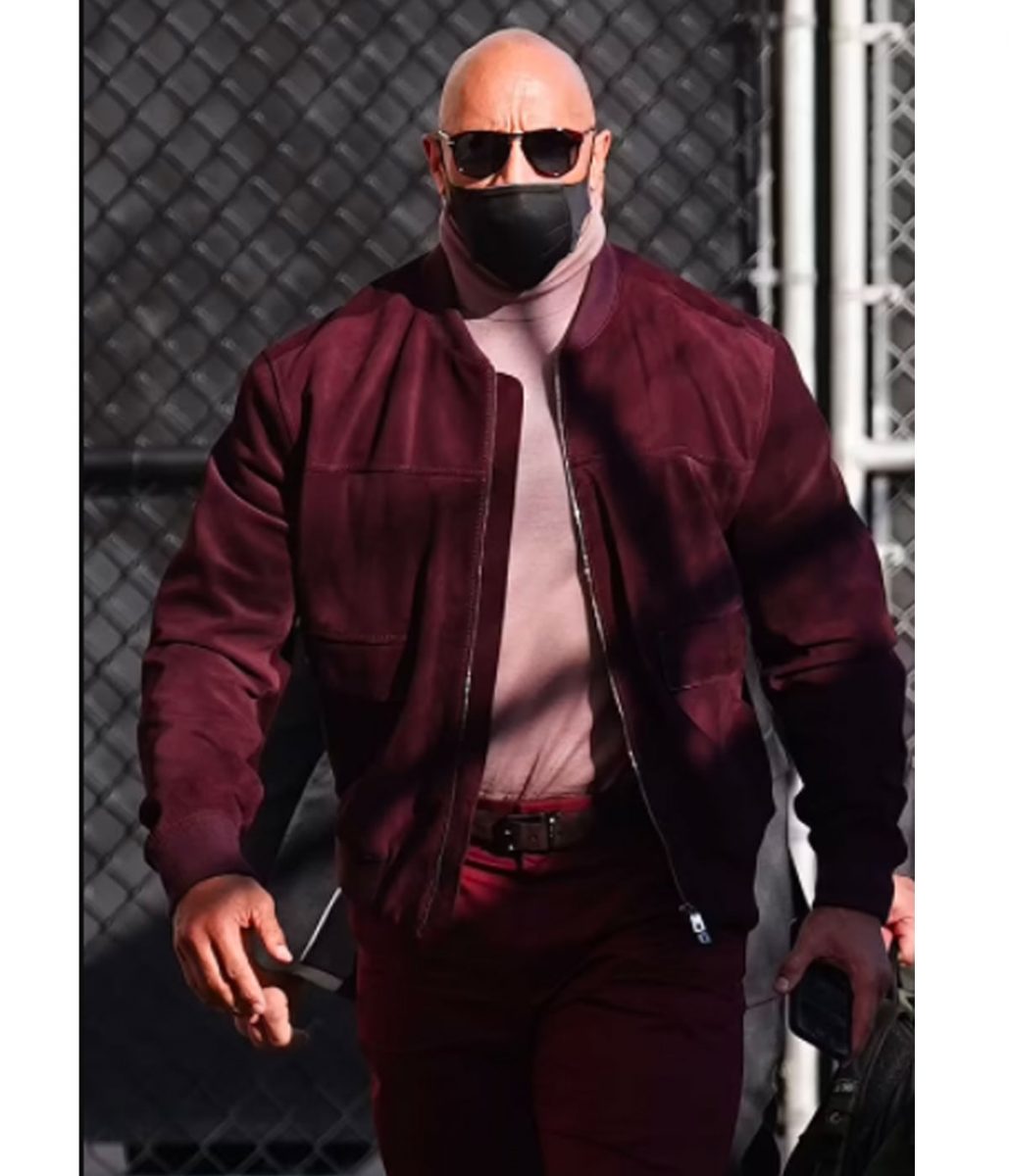 Dwayne Johnson Jimmy Kimmel Studio Suede Leather Jacket - Image 2