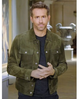 Ryan Reynolds Red Notice Green Suede Jacket