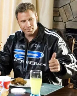 Will Ferrell Talladega Nights Black Leather Jacket