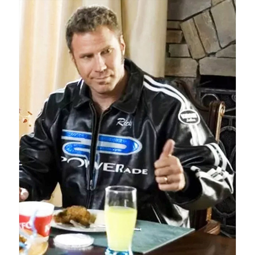 Will Ferrell Talladega Nights Black Leather Jacket - Image 2