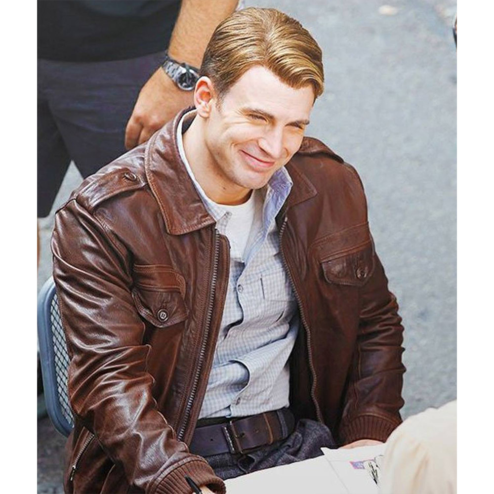 Chris Evans Captain America Avengers Brown Jacket - Image 16