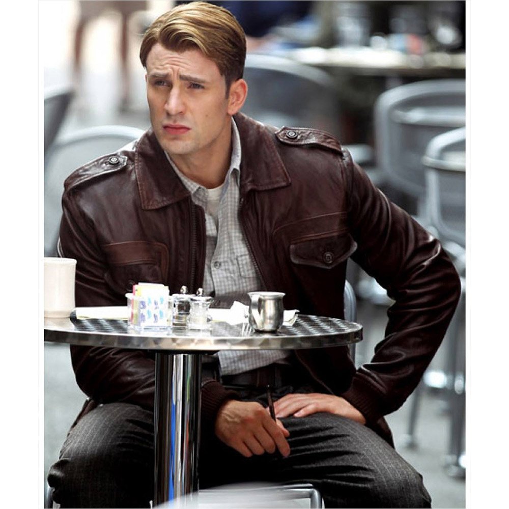 Chris Evans Captain America Avengers Brown Jacket - Image 18