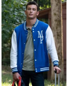 Varsity Cooper Koch They/Them White and Blue Jacket