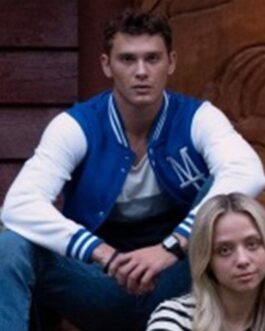 Varsity Cooper Koch They/Them White and Blue Jacket