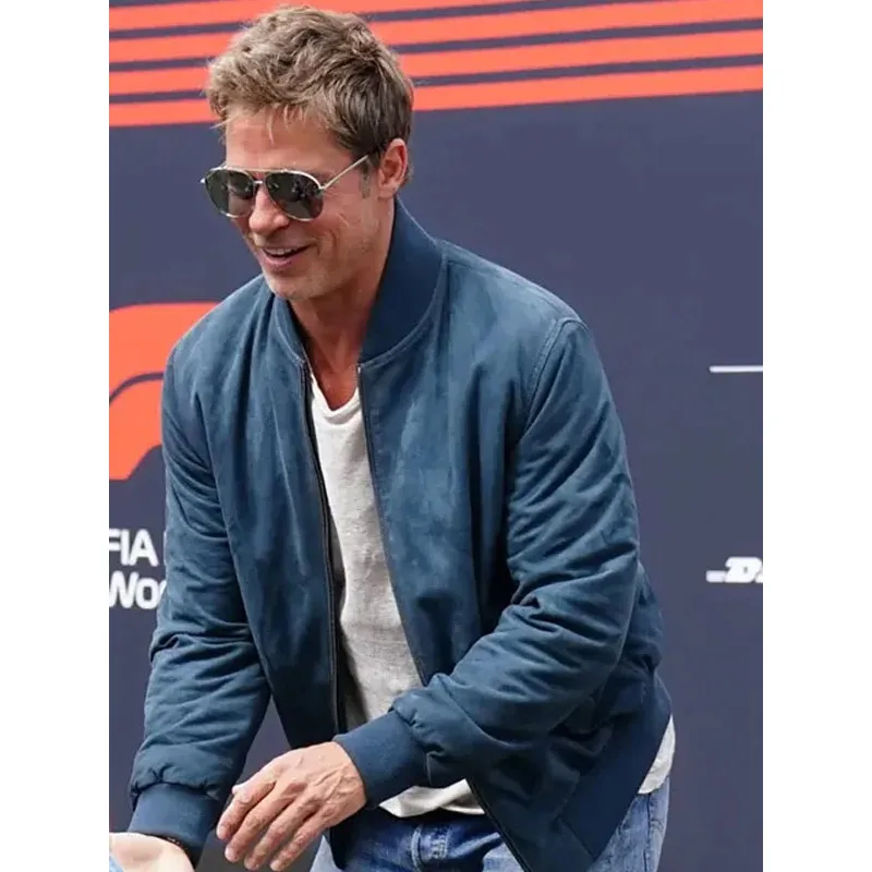 F1 The Movie Sonny Hayes Blue Bomber Suede Jacket - Image 3